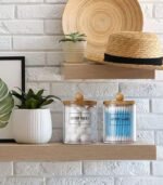 Mersa Storage Plastic Transparent Jar With Bamboo Lid Bathroom Organizer, Set of 6 - Image 6